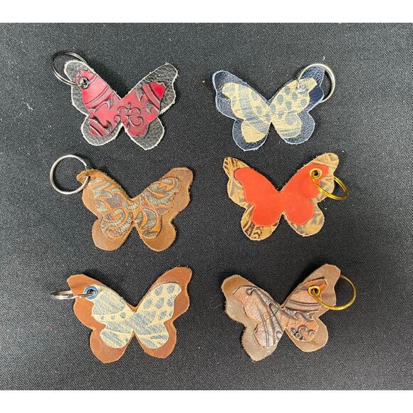 Leather Handmade Keychain Choose: Butterfly, Paw, Floral, Order Custom Colors - Picture 4 of 5